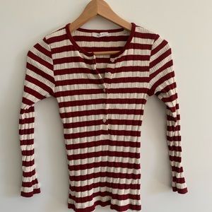 Doen Striped Henley Top - Size Small